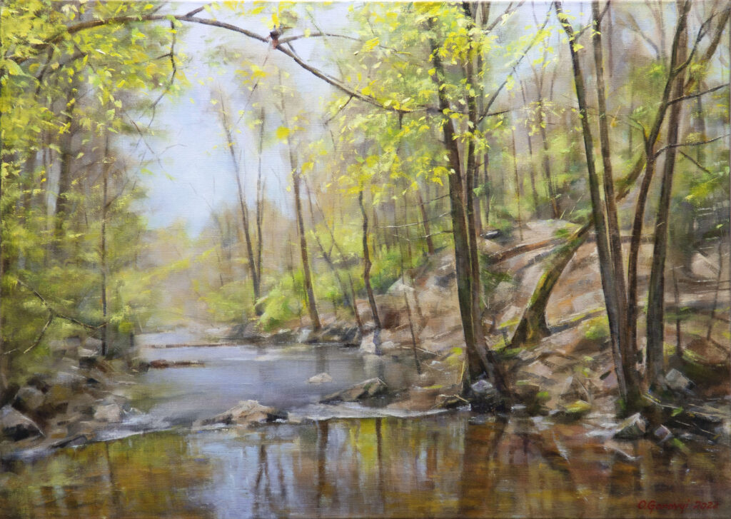 Mianus River in April (plein air)