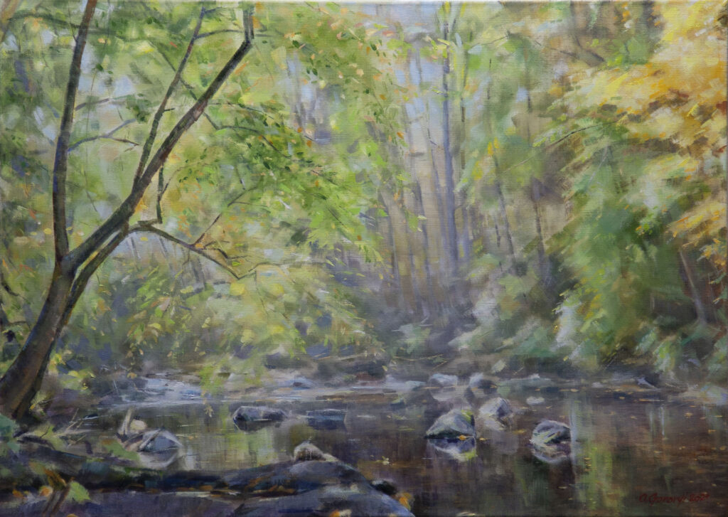 Mianus River in October (plein air)